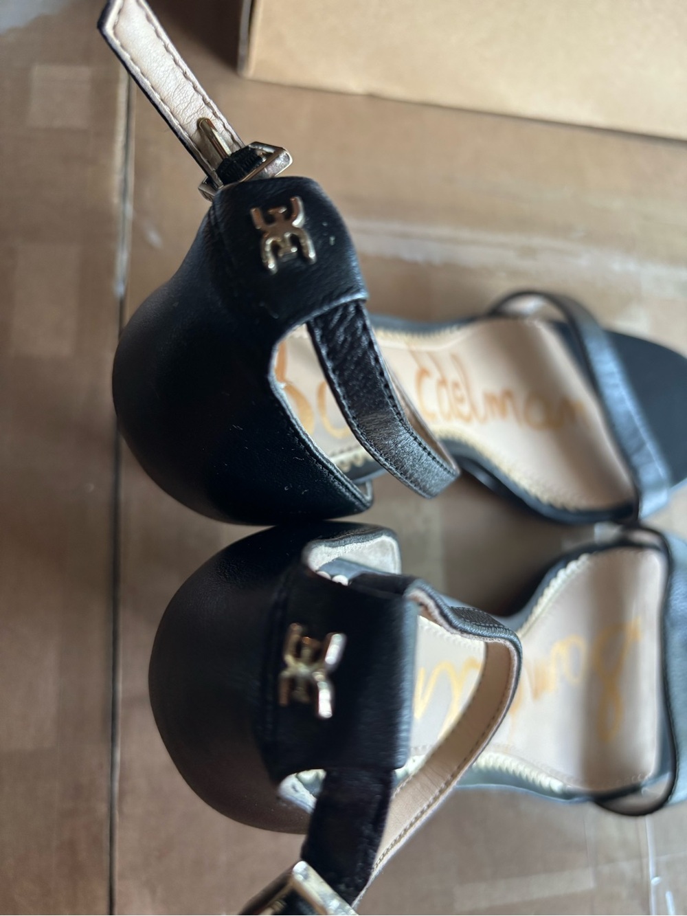 Sam Edelman Black Leather Ankle-Strap Stiletto Sandals - Picture 4 of 6